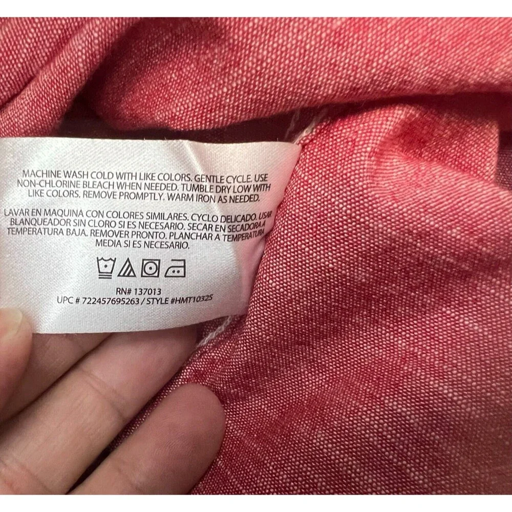 Woolrich Red Chambray Camp Shirt  Mens Size XXL  Casual Short Sleeve Button Down - Picture 5 of 5